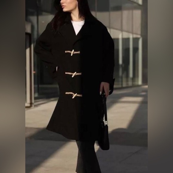 NWT - Zara ZW Limited Edition Women’s Toggle 75% Wool Blended Coat - Size L - Picture 4 of 16